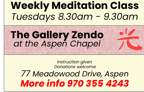 Come to our weekly meditation class Tuesdays 8.30-9.30am starting April 9th