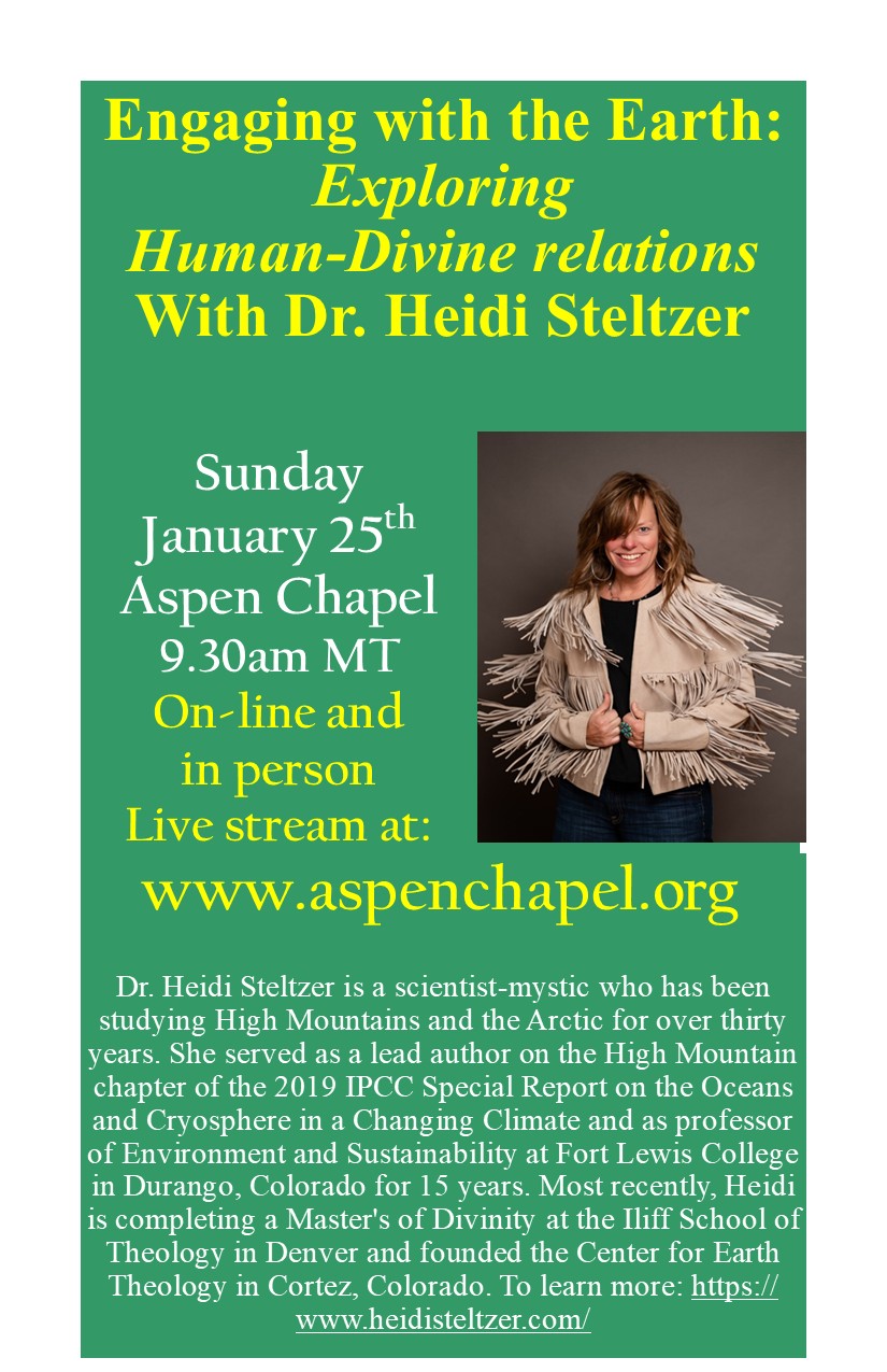 Special Service with Dr Heidi Steltzer on Sunday Jan 25th