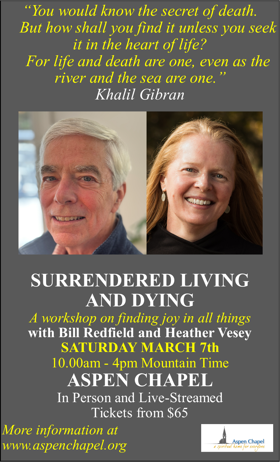 Find our more about Heather and Bill's event on March 7