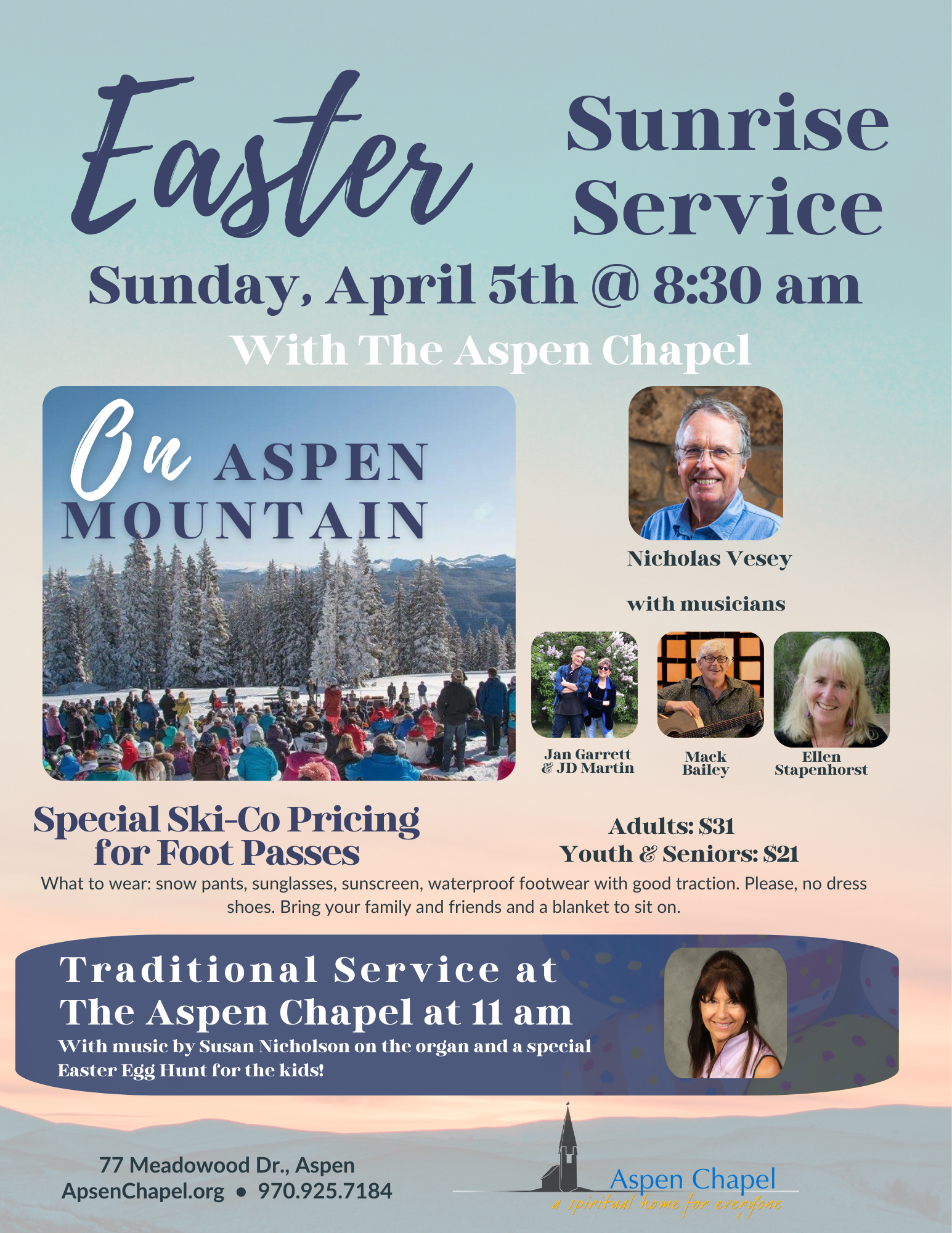 Details of our Easter Services on April 5th